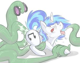 anal anal_penetration blue_hair cutie_mark eyewear female feral fur hair horn multicolored_hair open_mouth oral oral_penetration penetration simple_background smile solo sunglasses teeth tentacles tongue tongue_out two_tone_hair white_body white_fur backsash friendship_is_magic hasbro my_little_pony mythology vinyl_scratch_(mlp) equid equine mammal mythological_creature mythological_equine unicorn 2015 digital_media_(artwork) hi_res