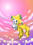 ambiguous_gender blue_eyes cloud featureless_crotch looking_at_viewer open_mouth solo sparkles sparkling_character star pasaran nintendo pokemon generation_3_pokemon jirachi legendary_pokemon pokemon_(species) 2020