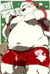 anthro balls_outline belly big_belly bulge christmas_clothing christmas_headwear clothing detailed_bulge genital_outline hat headgear headwear holidays humanoid_hands kemono male moobs navel overweight overweight_male penis_outline santa_hat solo underwear kisukemk777 christmas bear mammal polar_bear ursine 2021 hi_res