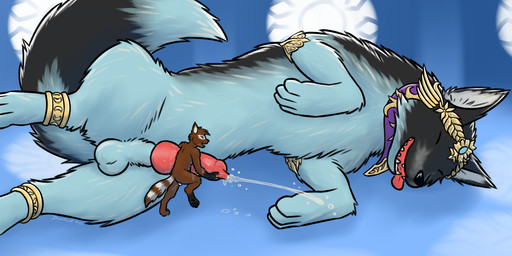 4_toes accessory animal_genitalia animal_penis anthro anthro_on_feral balls bestiality biped blue_body blue_eyes blue_fur bodily_fluids bodyjob bracelet brown_body brown_fur canine_genitalia canine_penis clothed clothing countershade_face countershade_torso countershading cum cumshot dipstick_tail duo ejaculation erection extreme_size_difference eyes_closed facial_markings feet feral fingers fur fur_markings furgonomics genital_fluids genitals gloves_(marking) grey_body grey_fur hair handjob head_markings headgear headwear jewelry knot knotted_penis leg_markings lying macro male male/male markings mask_(marking) micro multicolored_body multicolored_fur multicolored_tail nude on_side open_mouth orgasm penile penis quadruped ring sex sheath size_difference smile socks_(marking) standing tail tail_accessory tail_jewelry tail_markings tail_ring teeth toes tongue tongue_out tuft two_tone_body two_tone_fur white_body white_fur dawnlux suel canid canine canis mammal digital_media_(artwork) hi_res