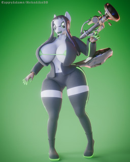 anthro big_breasts breasts brown_hair female green_eyes hair holding_object holding_weapon huge_breasts huge_thighs pseudo_hair solo tail tentacle_hair tentacle_tail tentacles thick_thighs unusual_anatomy unusual_tail weapon white_body cappyadams hasbro my_little_pony nintendo splatoon angie_(cappyadams) hybrid 3d_(artwork) 4:5 absurd_res blender_(artwork) blender_cycles_(artwork) digital_media_(artwork) hi_res