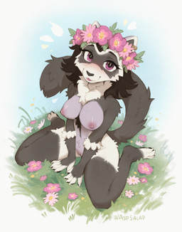 anthro areola biped breasts claws countershade_torso countershading feet female fingers front_view fur genitals hair looking_at_viewer navel nipples nude nude_anthro nude_female smile solo tail toes tongue vulva waspsalad domestic_ferret mammal mustelid musteline true_musteline weasel 2026 digital_drawing_(artwork) digital_media_(artwork) hi_res
