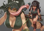 :> asian_clothing big_breasts black_hair breasts cleavage clothed clothing east_asian_clothing female hair japanese_clothing long_hair long_tongue melee_weapon ninja ponytail solo sword text tongue warrior weapon narisokonai amphibian amphibian_humanoid animal_humanoid frog frog_humanoid humanoid japanese_text