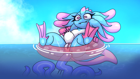 abdominal_bulge anal anal_penetration axolotl_tail female female_penetrated penetration pool_float pool_toy sex tentacle_in_ass tentacle_penetration tentacle_sex tentacles water halfpricesouls amphibian aquatic axolotl axolotl_humanoid mole_salamander salamander tentacle_creature absurd_res hi_res