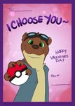 anthro black_nose brown_body clothing countershading green_eyes holiday_message holidays male paws pokeball shirt standard_pokeball tan_body text topwear scruffasus nintendo pokemon valentine's_day bryce_daeless eurasian_otter lutra mammal mustelid otter river_otter english_text hi_res