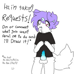 advertisement animal_genitalia animal_penis anthro canine_genitalia canine_penis fluffy fluffy_tail genitals hair male penis purple_hair solo standing tail text eepydoggy canid canine mammal 1:1 english_text hi_res