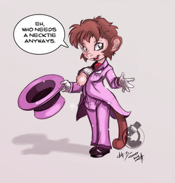 big_penis black_eyes brown_hair bulge clothing flaccid foreskin genitals gynomorph hair hat headgear headwear humanoid_genitalia humanoid_penis intersex looking_at_viewer penis simple_background solo tail text neokat haplorhine mammal monkey primate 2012 english_text