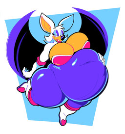 anthro bare_shoulders bat_wings belly big_belly big_breasts big_ears big_wings blue_eyes boots breasts cleavage clothed clothing eyeshadow female footwear fur gloves hand_on_belly handwear heart_symbol huge_belly huge_breasts huge_hips latex latex_clothing lipstick makeup membrane_(anatomy) membranous_wings obese obese_anthro obese_female overweight overweight_anthro overweight_female pink_clothing pose purple_clothing shoes smile solo tan_body tan_skin white_body white_fur wide_hips wings boot_(artist) sega sonic_the_hedgehog_(series) rouge_the_bat bat mammal 2022 hi_res pinup