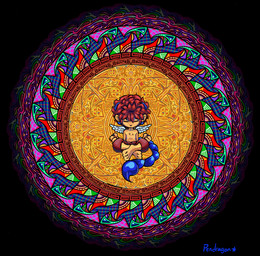 anthro barefoot bottomwear clothing detailed_background eyes_closed feathered_wings feathers feet fur hair horn lotus_pose male meditation pants pattern_background red_hair short_hair simple_background solo stinger stinger_tail tail tan_body tan_fur wings actualpendragon banjirou ambiguous_species felid lion mammal pantherine absurd_res digital_drawing_(artwork) digital_media_(artwork) hi_res