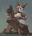 anthro armor clothed clothing female knight simple_background solo warrior kryadrawgin onegai_my_melody sanrio kuromi demon lagomorph leporid mammal rabbit hi_res