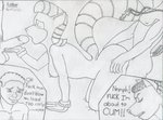 ambiguous_penetration anthro anthro_on_anthro anthro_penetrated anthro_penetrating anthro_penetrating_anthro areola balls big_butt breasts butt clothing dialogue eyes_closed female female_focus foreskin genitals group group_sex hair handwear human_on_anthro humanoid_genitalia humanoid_penis interspecies jewelry male male/female male_penetrating markings necklace nipples penetration penile penile_penetration penis profanity raised_tail retracted_foreskin sex simple_background small_breasts solo_focus striped_hair striped_markings striped_tail stripes tail tail_markings text threesome trio lobar khat marus_(lobar) terrance_(lobar) canid human lemur mammal primate strepsirrhine english_text hi_res line_art monochrome traditional_media_(artwork)