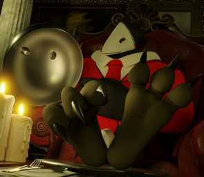 anthro avian_feet barefoot beak big_chest black_body black_feet blazer broad_shoulders candle candlelight claws clothed clothed_anthro clothed_male clothing empty_eyes feet foot_fetish foot_focus foot_on_table formal_wear fully_clothed fully_clothed_male furniture jacket light low-angle_view male male_anthro mask necktie plantigrade platter red_clothing red_eyes red_jacket red_topwear soles solo suit table toe_claws top_heavy topwear white_beak dbzdr duustedchesto_(modeler) deltarune undertale_(series) avian swatchling 3d_(artwork) digital_media_(artwork) story story_in_description