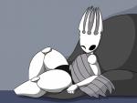 ambiguous_gender black_eyes crown empty_eyes featureless_feet feet headgear looking_at_viewer mouthless one_eye_closed simple_background solo thick_thighs king_of_sorrow_(artist) hollow_knight team_cherry pale_king_(hollow_knight) arthropod insect hi_res male_(lore)