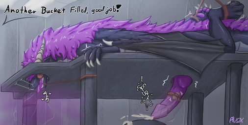 animal_genitalia animal_penis bdsm bindings black_body bodily_fluids bondage bondage_gear bondage_table bound claws cum dialogue egg_vibrator ejaculation erection exhaling feet feral fur genital_fluids genitals grey_body hair horn knot knotted_penis laboratory male mane massage milking_table moan nude orgasm orgasm_face pawpads paws penile penis penis_milking penis_milking_machine pheromones purple_body purple_fur purple_hair restraints sex_toy simple_background solo submissive submissive_male tail text vibrator vibrator_on_penis wings avox_(artist) mythology avox dragon mythological_creature mythological_scalie pherodrake scalie absurd_res digital_media_(artwork) english_text hi_res story story_at_source story_in_description