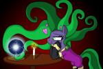 candle clothed clothing costume female feral fire fur green_eyes green_hair hair heart_symbol multicolored_eyes orb purple_body purple_fur red_eyes solo conditional_dnp drako1997 friendship_is_magic hasbro my_little_pony mane-iac_(mlp) power_ponies_(mlp) earth_pony equid equine horse mammal pony 2013 3:2 digital_media_(artwork) hi_res