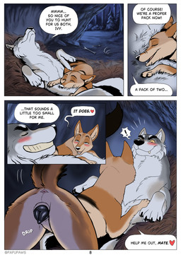 anatomically_correct anatomically_correct_genitalia anatomically_correct_vulva animal_genitalia animal_vulva anus anus_focus blush bodily_fluids brown_body brown_fur canine_genitalia canine_vulva dialogue digitigrade dripping duo female female_feral feral fur genital_fluids genital_focus genitals grey_body grey_fur leaking_vagina male male/female quadruped text vaginal_fluid_drip vaginal_fluids vulva vulva_focus papupaws canid canine canis coyote mammal wolf colored comic english_text hi_res