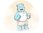 anthro belly blue_body blue_fur blue_hair blush eyes_closed fur hair male milk navel nipples overweight short_hair solo towel white_body white_fur young young_anthro hokolee32 bonasiah full_attack sophring_hao bear mammal 2021