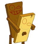 ambiguous_gender brown_body carrying_another duo eye_roll from_behind_position hairless happy happy_sex looking_at_viewer male male/ambiguous not_furry penetration penile plank rape_face sex simple_background smile standing torso_grab white_background wood chunk cartoon_network ed_edd_n_eddy the_tick little_wooden_boy plank_(character) inanimate_object crossover
