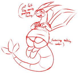 after_transformation blush bottomless clothed clothing dress female feral gender_transformation genitals mtf_transformation pokemorph solo transformation vulva nulloffset nintendo pokemon rayne_(nulloffset) flygon generation_3_pokemon pokemon_(species) monochrome sketch