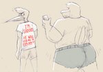 annoyed anthro beak beard belly big_belly big_butt bottomwear butt cellphone clothed clothing denim duo electronics eyebrows facial_hair feathers hair holding_object hotpants humor looking_back male mature_anthro mature_male overweight overweight_male pecs phone shaking_butt shirt shorts smartphone standing thick_eyebrows tight_clothing toony topwear torn_clothing walking wide_hips sosososleazy avian bird stork 2020 hi_res monochrome portrait sketch three-quarter_portrait father_(lore) father_and_child_(lore) father_and_son_(lore) parent_(lore) parent_and_child_(lore) parent_and_son_(lore) son_(lore)