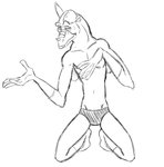 anthro briefs clothed clothing colored_underwear don_bluth footwear male monochrome preed simple_background sketch smile socks solo teeth_showing thegreatmatsutzu titan_a.e. topless underwear white_background