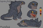 color_swatch dorsal_fin feral fin grey_body grey_scales looking_at_viewer male open_mouth orange_eyes scales sharp_teeth solo tail teeth yellow_sclera mazingsand godzilla_(series) toho godzilla godzilla_(2014) kaiju scalie 2023 hi_res model_sheet