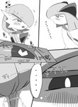 absurd_res blush bodily_fluids caught_in_the_act comic dialogue duo female gardevoir generation_3_pokemon genital_fluids heart_eyes heart_symbol hi_res japanese_text kirlia m3_(pixiv) masturbation monochrome nintendo panel_skew pokemon pokemon_(species) tears text translation_request vaginal_fluids