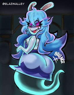 anthro bubble_butt butt female hair long_hair solo thick_thighs blazinahegao mario_bros mario_plus_rabbids_sparks_of_hope nintendo raving_rabbids rayman_(series) ubisoft midnite_(mario_plus_rabbids) ghost lagomorph leporid mammal rabbid rabbit spirit 2022 absurd_res hi_res
