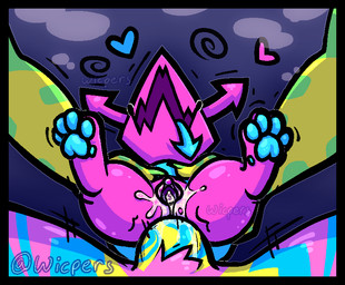 after_vaginal anal anal_penetration anthro arrow_(anatomy) blue_background blue_body blue_pawpads blue_tongue bodily_fluids clitoris cum cum_in_vagina cum_inside dominant duo erection female fleshlight_position genital_fluids genitals green_body heart_symbol larger_dom larger_male male male/female open_mouth pawpads penetration penile penile_penetration penis penis_in_ass pink_body simple_background size_difference smaller_female tongue tongue_out vulva yellow_body wicpers deltarune undertale_(series) darkner virovirokun werewire 2021 colorful_theme digital_media_(artwork)