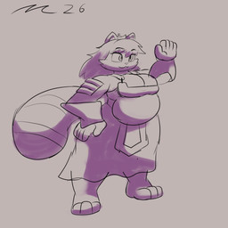 anthro armor belly big_belly big_breasts biped breasts clothed clothed_anthro clothed_female clothing female female_anthro leaf overweight overweight_anthro overweight_female pose raised_hand smile solo standing thick_thighs three-quarter_view wide_hips dirtymac mac-daddy canid canine mammal raccoon_dog tanuki 1:1 absurd_res digital_drawing_(artwork) digital_media_(artwork) full-length_portrait hi_res line_art monochrome portrait shaded shaded_line_art simple_shading sketch_page