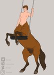 animal_genitalia balls brown_body brown_fur fully_sheathed fur genitals grey_background hooves legs_up male nipples nude_male nude_taur sheath simple_background solo swing katthekitkat european_mythology greek_mythology mythology centaur equid equid_taur equine equine_taur horse horse_taur humanoid_taur mammal mammal_taur taur hi_res