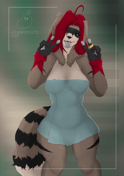 anthro big_breasts blush bodily_fluids breasts female ring solo sweat teasing thick_thighs tongue tongue_out towel wide_hips hiampotato tagme