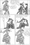 2:3 anthro biceps border breath_of_the_wild comic english_text fish group hair hi_res holding_object holding_weapon humanoid hylian kiahl larger_anthro larger_male link male mammal marine melee_weapon monochrome muscular muscular_male nintendo polearm ponytail prince_sidon size_difference smaller_humanoid smaller_male spear text the_legend_of_zelda weapon white_border zora