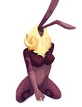 anthro breasts dark_body dark_fur female fur genitals pose purple_body purple_fur pussy solo yellow_body yellow_fur saulgreatman creatures_of_sonaria roblox scrambler lagomorph mammal vorpalus hi_res pinup