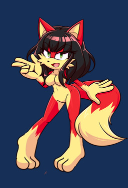 barefoot belly big_breasts bigtail black_hair breasts feet female fur green_eyes hair hindpaw nude paws red_body red_fur smiley_face solo thick_thighs wide_hips xxkenthewolfxx sega sonic_the_hedgehog_(series) fan_character canid canine fox mammal absurd_res alpha_channel hi_res