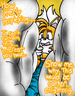 anthro big_ears clothing dialogue dirty dirty_clothing dirty_feet dirty_socks feet foot_fetish foot_focus footwear fur low-angle_view male sock_fetish socks solo text yellow_body yellow_fur kiwwi0w0 sega sonic_the_hedgehog_(series) miles_prower canid canine fox mammal english_text