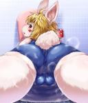 blonde_hair butt camel_toe female hair izzanglan lagomorph looking_at_viewer looking_back mammal plump_labia pool_toy rabbit solo swimsuit wet young
Rating: Questionable
Score: 14
User: Neitsuke
Date: February 13, 2014