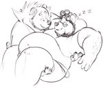 anthro beard duo eyewear facial_hair glasses male male/male overweight overweight_male romantic romantic_couple sleeping bearwithabroom brum steve_jovonovich bear mammal sketch