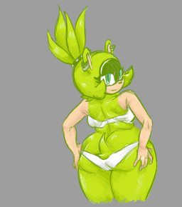 accessory anthro big_butt biped bra butt butt_focus clothed clothing ear_piercing eyelashes female fur green_body green_eyes green_fur green_hair grey_background hair hair_accessory hair_tie hand_on_butt hand_on_own_butt looking_at_viewer looking_back looking_back_at_viewer panties pear-shaped_figure piercing presenting presenting_hindquarters rear_view scut_tail short_tail simple_background smile solo standing tail tied_hair underwear underwear_only white_bra white_clothing white_panties white_underwear wide_hips kirbchub idw_publishing sega sonic_the_hedgehog_(comics) sonic_the_hedgehog_(idw) sonic_the_hedgehog_(series) surge_the_tenrec afrosoricid mammal tenrec 2025 colored_sketch portrait sketch three-quarter_portrait