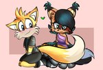 2_tails anthro black_hair black_nose blush brown_body brown_fur cheek_tuft clothed clothing cybernetic_limb cybernetic_tail duo ear_tuft facial_tuft female fur gloves_(marking) hair heart_symbol kneeling male male/female markings multi_tail multicolored_body multicolored_fur smile tail tuft two_tone_body two_tone_fur white_body white_fur yellow_body yellow_fur theinspiredsphynx archie_comics netflix sega sonic_prime sonic_the_hedgehog_(archie) sonic_the_hedgehog_(comics) sonic_the_hedgehog_(series) miles_prower nicole_the_lynx tails_nine canid canine felid feline fox lynx mammal 2022 absurd_res digital_media_(artwork) hi_res