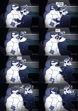 anthro black_bodysuit black_clothing black_hair black_latex black_skinsuit blood bodily_fluids bodysuit bolt_gun bound breasts clothing crying cuff_(restraint) death dialogue duo edging female gore grey_body hair handcuffed handcuffs killing latex latex_bodysuit latex_clothing latex_skinsuit male male/female male_death metal_cuffs multicolored_body multicolored_hair muscular muscular_anthro muscular_male restraints selfie skinsuit snuff speech_bubble tail tears text tight_clothing trigger_discipline two_tone_body two_tone_hair white_body white_bodysuit white_clothing white_hair white_latex white_skinsuit rem_phase dinosaur dromaeosaurid human mammal prehistoric_species reptile saurischian scalie theropod 2026 comic english_text hi_res story story_in_description
