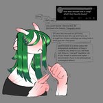 accessory ambiguous_gender eyeless glistening glistening_hair green_hair hair hair_accessory hairclip sign_language solo text white_body wig thecore34 ishmael_(core34) monster 1:1 absurd_res english_text hi_res