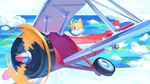 aircraft airplane anthro cloud fur inside_airplane male sky solo vehicle white_body white_fur yellow_body yellow_fur miitara sega sonic_the_hedgehog_(series) miles_prower canid canine fox mammal 16:9 2024 absurd_res hi_res widescreen