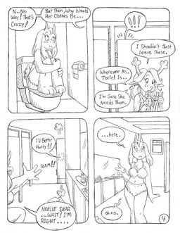 anthro antlers bathroom big_breasts bloomers blush blush_lines bottomwear bra breasts chest_tuft clothed clothed_anthro clothed_female clothing clothing_theft dialogue duo exclamation_point eyelashes female freckled_face freckles fully_clothed fully_clothed_anthro fully_clothed_female hiding horn long_eyelashes mature_anthro mature_female mirror partially_clothed_anthro partially_clothed_female pattern_clothing pattern_shirt pattern_topwear plaid plaid_clothing plaid_shirt plaid_topwear public_restroom restroom_stall shirt speech_bubble stealing text toilet toilet_paper topwear tuft underwear circe_(artist) deltarune undertale_(series) noelle_holiday toriel toriel_(deltarune) bovid caprine deer goat mammal new_world_deer reindeer black_and_white comic english_text hi_res monochrome traditional_media_(artwork)