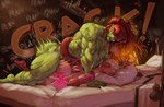 bed big_breasts bodily_fluids bouncing_butt breasts butt butt_ripples cum cum_while_penetrated duo furniture genital_fluids green_body green_skin hair herm horn intersex intersex/male looking_at_another lying male muscular muscular_intersex muscular_legs on_front penetration pointy_ears red_hair sex_on_bed sweat tail tail_grab thick_thighs zhiv dungeons_and_dragons hasbro wizards_of_the_coast humanoid orc tiefling hi_res