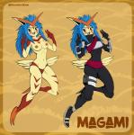 2017 anthro anthrofied breasts clothed clothing cosplay digital_media_(artwork) female generation_5_pokemon genitals hair hi_res legendary_pokemon looking_at_viewer navel ninja nintendo nipples nude open_mouth pinup pokemon pokemon_(species) pokemorph pose punishedkom pussy simple_background smile solo victini warrior wings