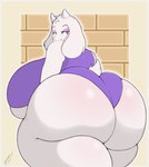 anthro big_breasts big_butt breasts butt eyelashes female horn huge_breasts huge_butt looking_back solo thick_thighs swolptr undertale_(series) toriel bovid caprine goat mammal