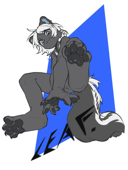 4_fingers anthro bent_legs black_body black_fur blue_eyes claws featureless_crotch feet fingers foot_focus fur grin hair happy looking_at_viewer low-angle_view male pawpads smile solo spread_legs spreading tail white_body white_fur white_hair young young_anthro young_male leaf15642662 mammal mephitid skunk 2025 hi_res