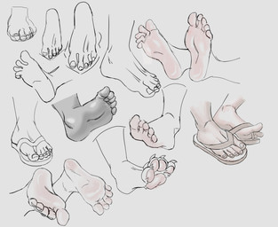 ambiguous_gender anthro clothing feet flip_flops floating_feet foot_focus footwear group humanoid_feet male pawpads paws plantigrade sandals shoes simple_background soles study bibomusky human humanoid mammal absurd_res hi_res sketch_page