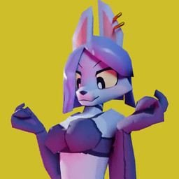 anthro armwear bouncing_breasts bra breast_jiggle breasts choker cleavage clothed clothing ear_piercing ear_ring elbow_gloves eyes_closed female fur gloves hair handwear jewelry jiggling looking_at_viewer low_poly necklace piercing purple_body purple_fur ring_piercing smile solo teasing underwear horizon-fucker canid canine fox mammal 1:1 2022 3d_(artwork) 3d_animation animated digital_media_(artwork) high_framerate no_sound short_playtime video